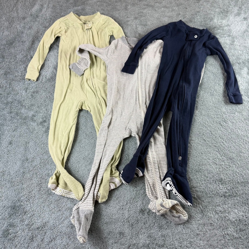 Burts Bees Baby 12M Organic Cotton Footed Pajamas 3 Pack Stripe Sleeper